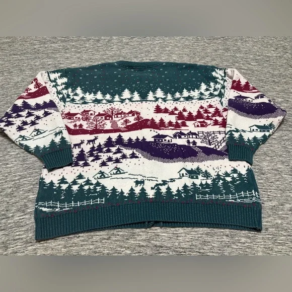 Vintage Northern Reflections Winter Scene Cardigan Ladies M/L - Picture 8 of 8